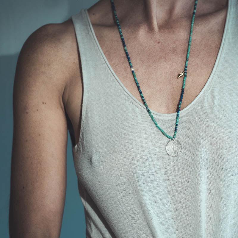COLLIER CHAMAEROPS 1 TURQUOISE - Maison Vanité